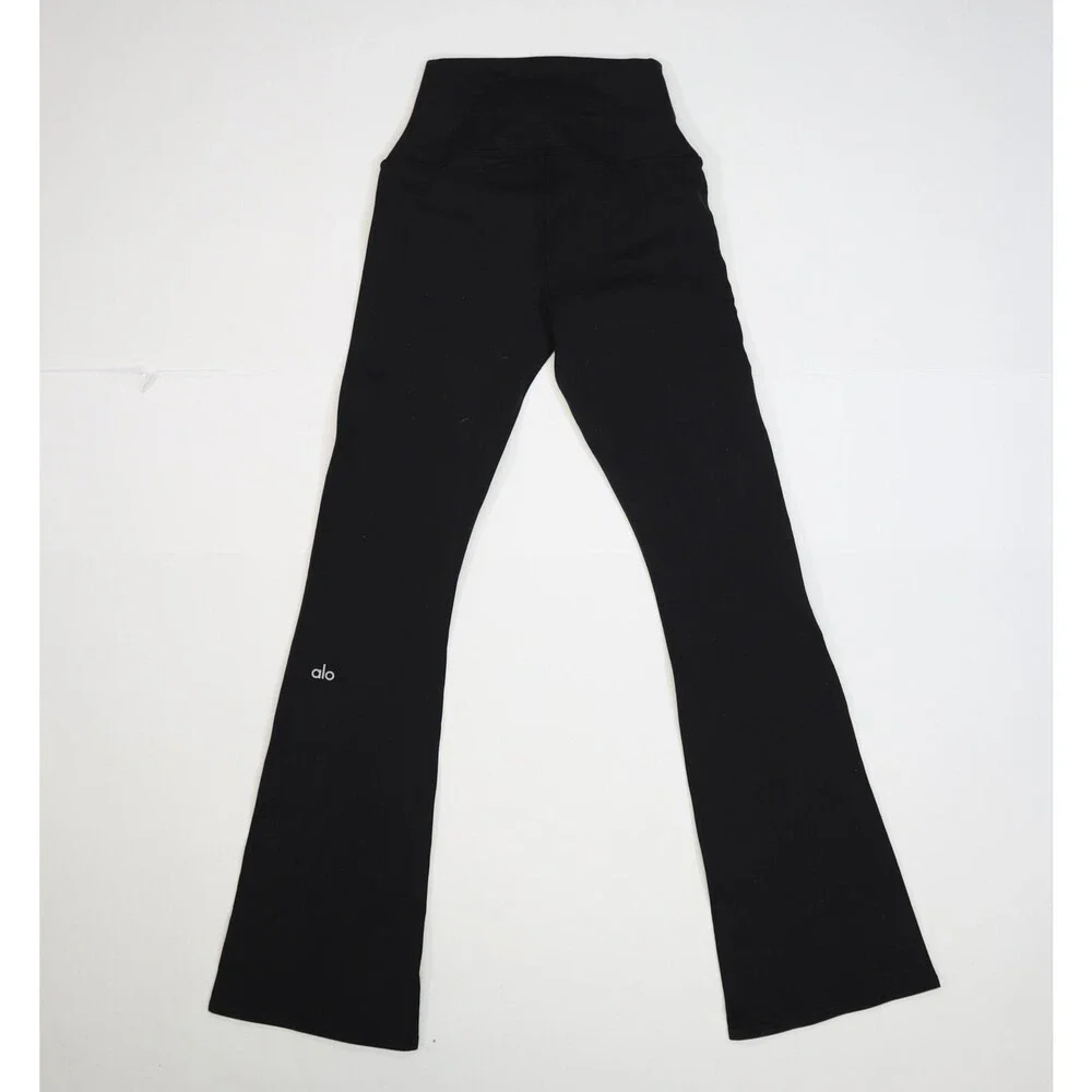 Alo Yoga Leggings Womens XS Black High Waist Flare Ankle Length Yoga Athletic - Picture 5 of 9